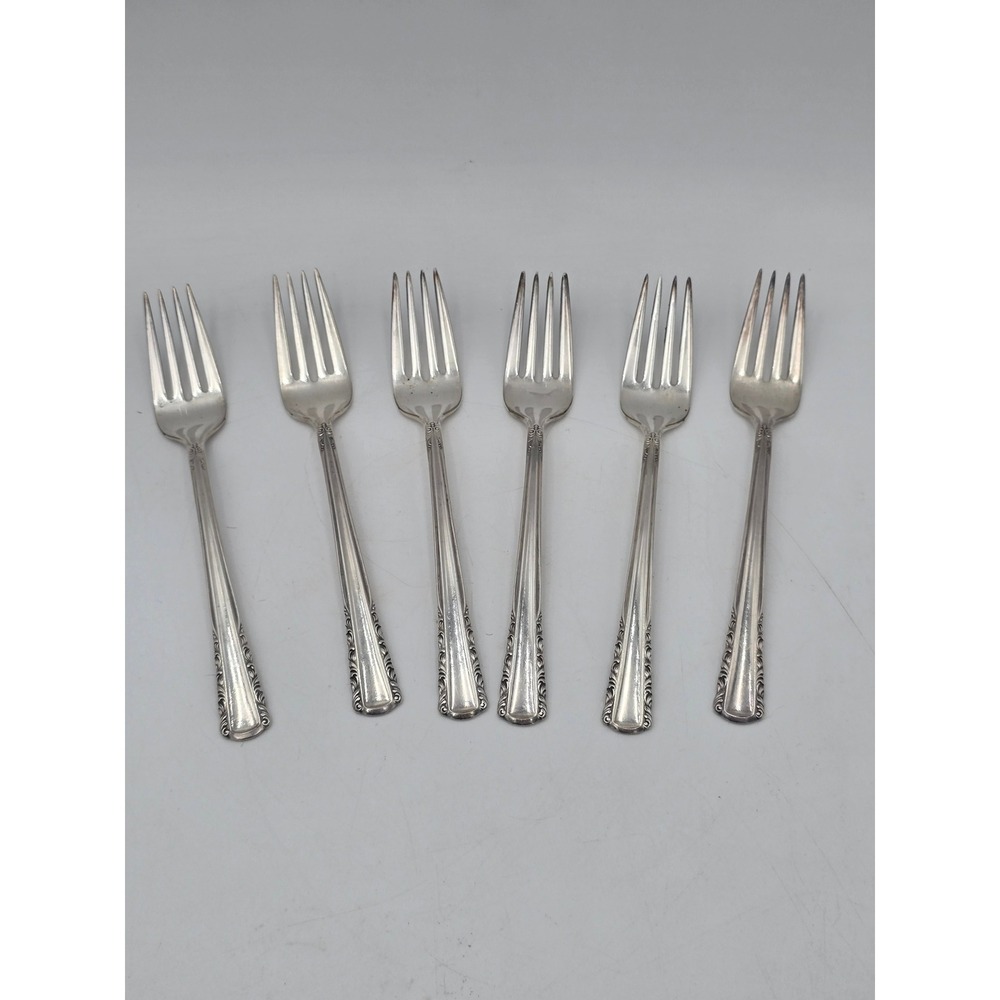 6 Holmes & Edwards May Queen Silverplate salad Forks 6.5 Inch IS Inlaid 1951